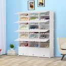 9 Tier 3 Column White Shoe Rack Organizer Stackable Portable Storage Cabinet