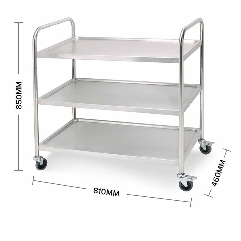 3 Tier Stainless Steel Kitchen Trolley Utility Cart with Wheels and Storage
