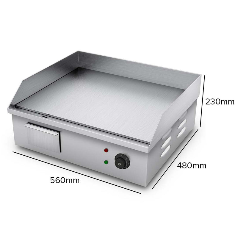 Electric Stainless Steel Griddle Grill BBQ Hot Plate 2200W Non Slip Large Size