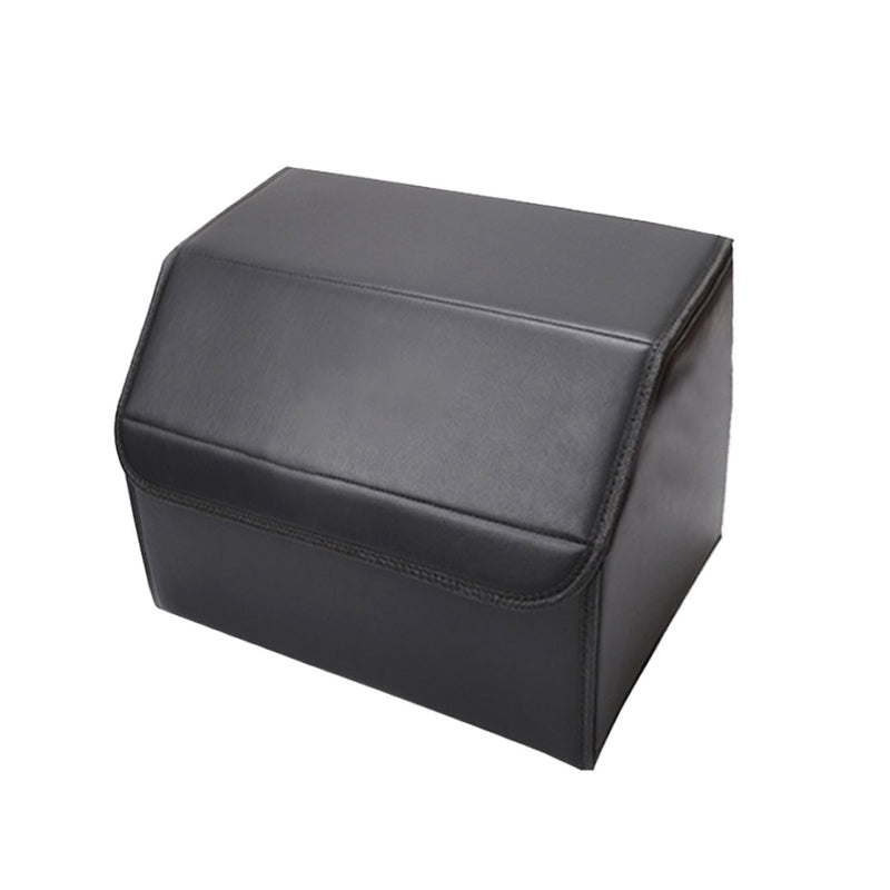 Leather Car Boot Trunk Organizer 30x30x30cm Collapsible Portable Black