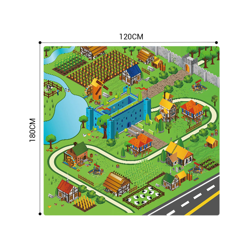 2X Kids Play Mat Polyester 120x180cm Street Map Educational Multicolor