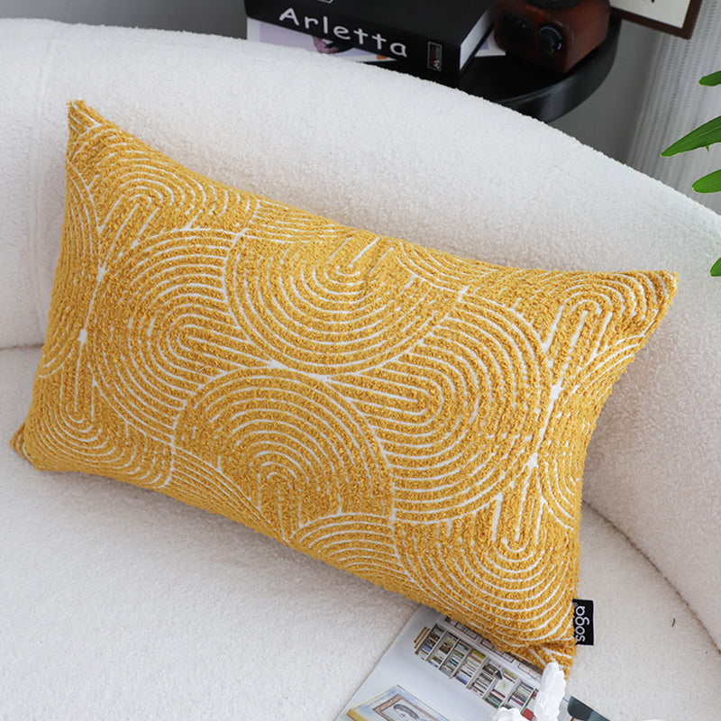 2X Throw Pillows Polyester Cotton 35x55x18cm Mustard Yellow Plush