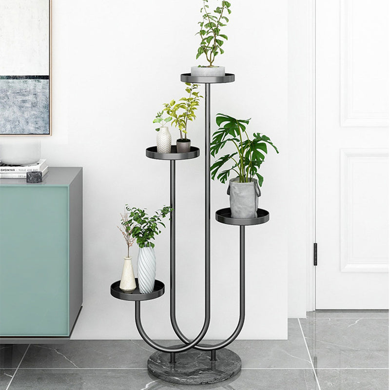 U Shaped Plant Stand Black Metal 4 Tier Flower Pot Tray Home Decor Display