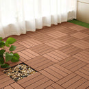 11 pcs Red Brown Wooden Composite Decking Tiles Slip Resistant Outdoor Flooring
