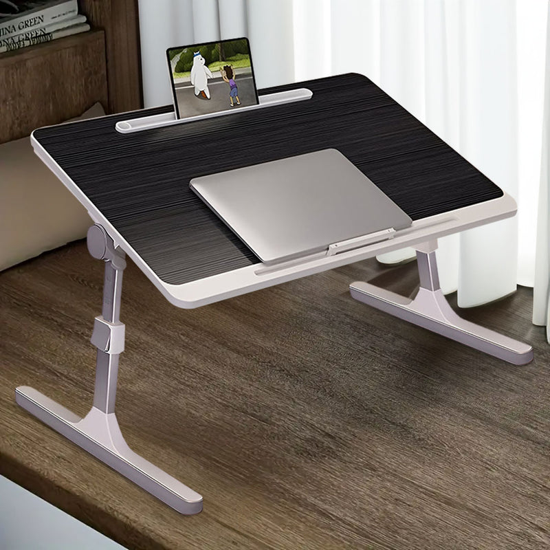 2X Black Foldable Portable Adjustable Laptop Bed Table 60x40cm With iPad Slot