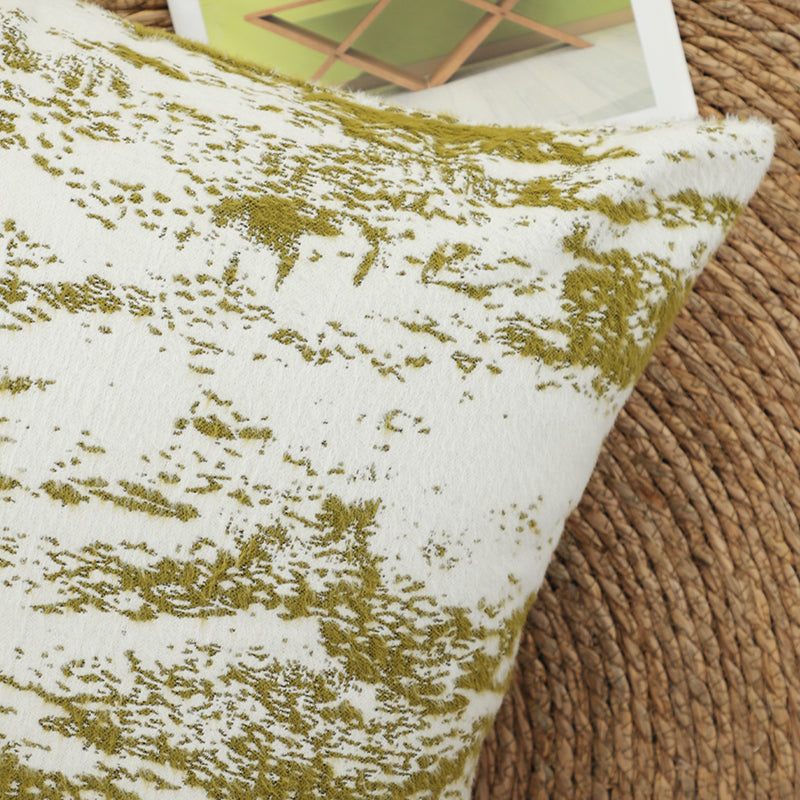 2X Throw Pillow Deluxe Polyester Cotton 50x50x18cm Thick White Olive Green