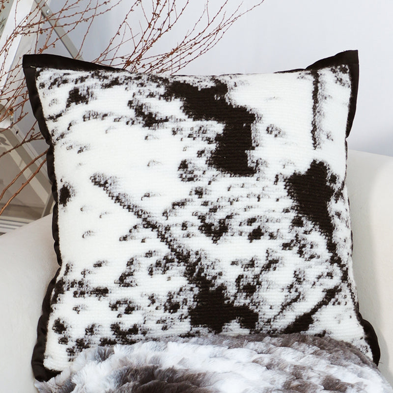 2X Throw Pillow Polyester Cotton 50x50x18cm Thick Black And White Leopard