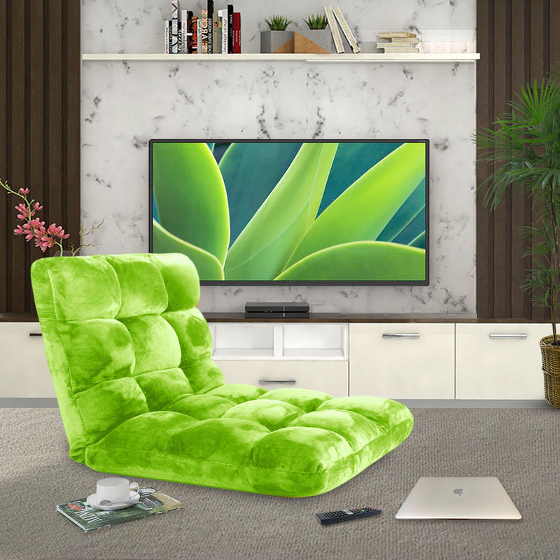4X Folding Floor Recliner Cushion 100cmX45cmX8cm Memory Foam 6 Position Green