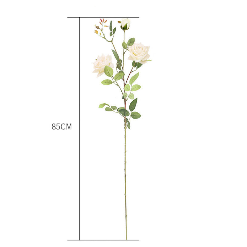 85cm Clear Glass Tall Floor Vase 12pcs White Artificial Flowers Home Decor