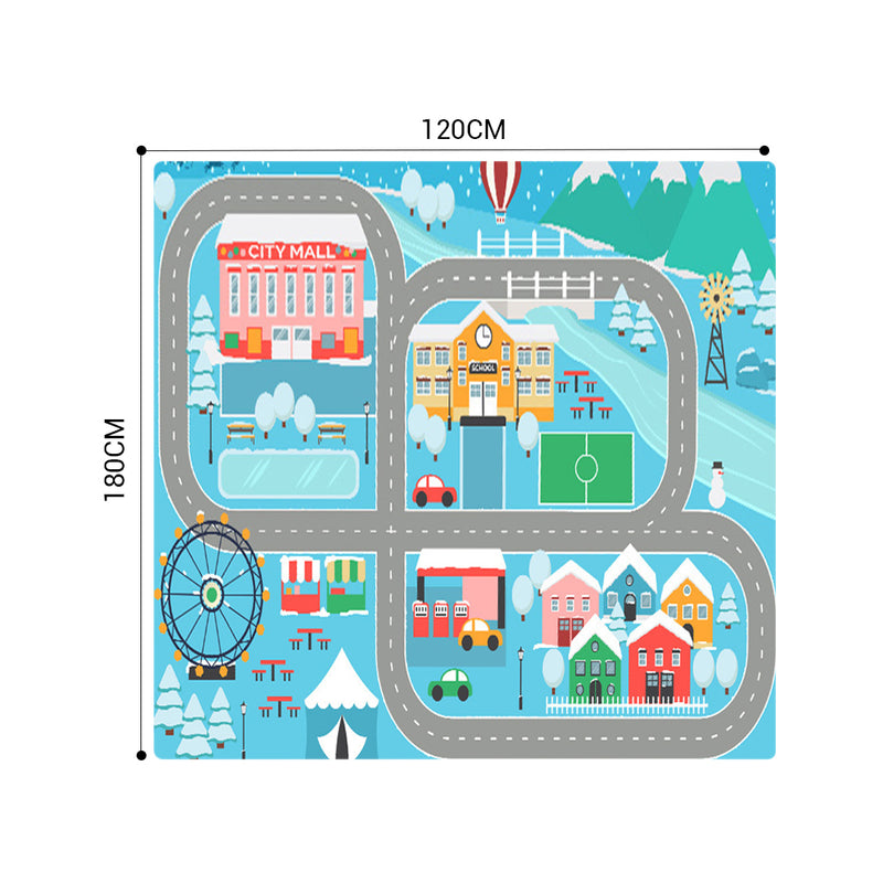Kids Rug Polyester 120x180cm Street Map Play Mat Multicolor Educational