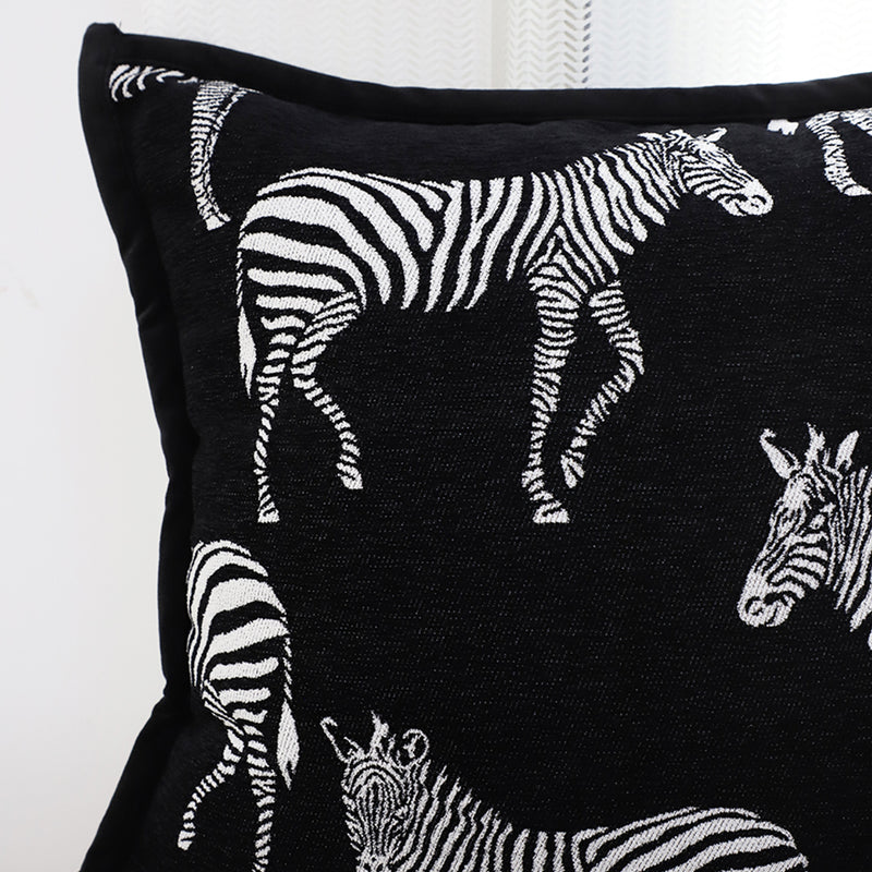 2X 50x50cm Black Zebra Square Throw Pillow Polyester Cotton Light Luxury