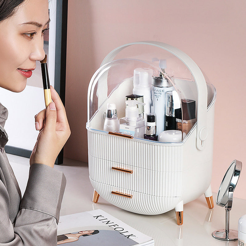 White 29cm Plastic Countertop Makeup Cosmetic Skincare Storage Organiser