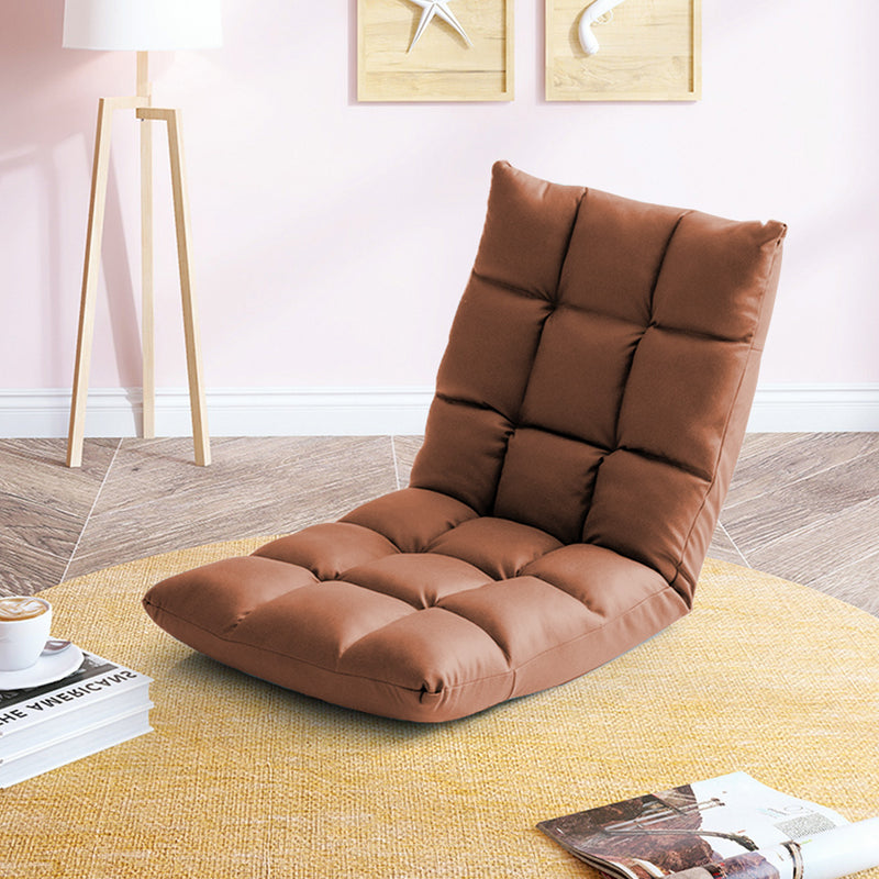 2X Coffee Lounge Recliner Floor Sofa Bed Adjustable Air Leather Indoor Outdoor
