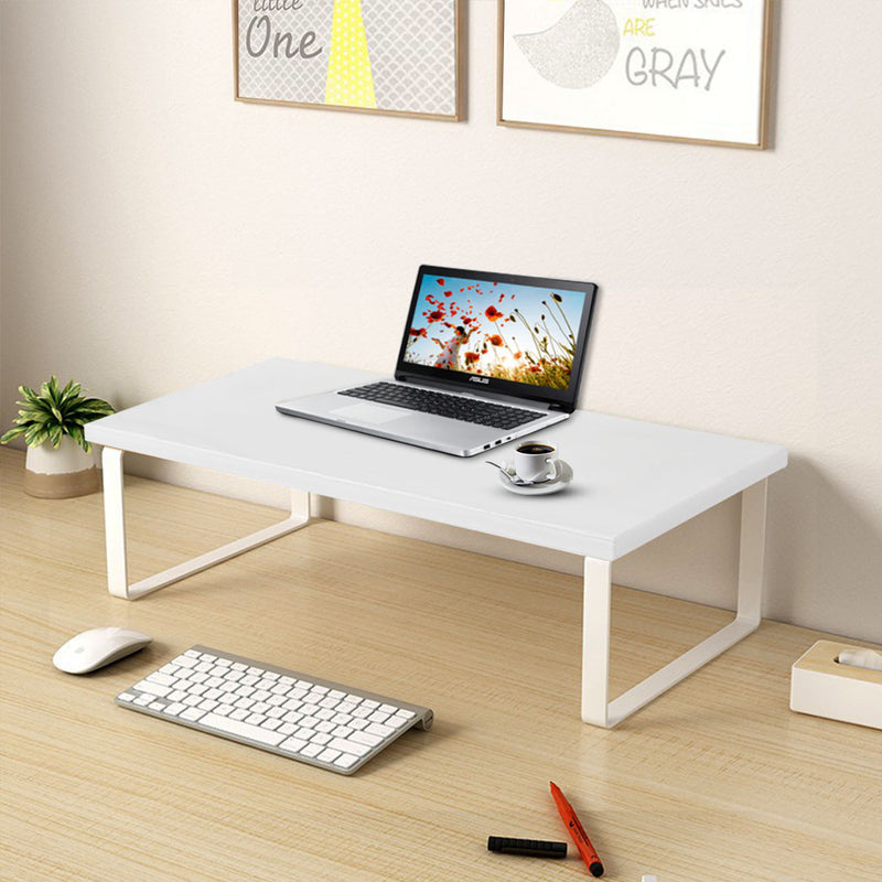 White Monitor Stand 50cm Ergonomic Elevated Desk Organizer Home Office Storage