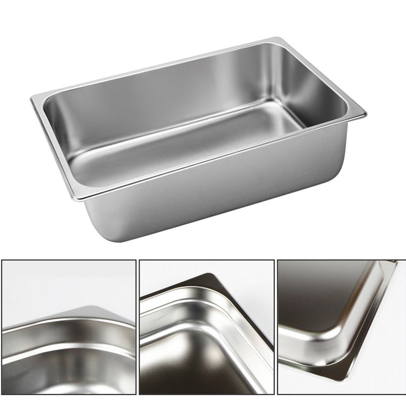 2X 1/1 Full Size Gastronorm Pan Stainless Steel 53x32.5x20cm Deep Stackable