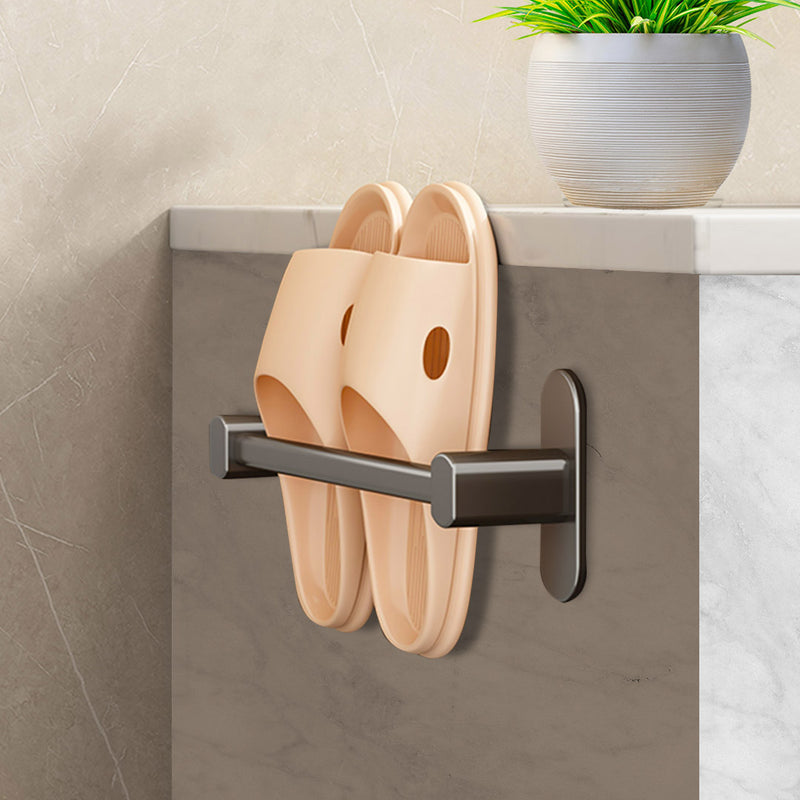 Wall Mounted Slipper Rack Aluminum Black Space Saving Waterproof 29cm