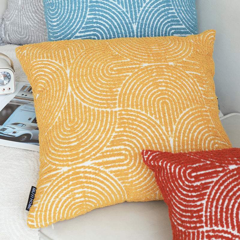 2X Mustard Yellow 50x50x18cm Geometric Polyester Cotton Throw Pillows Indoor