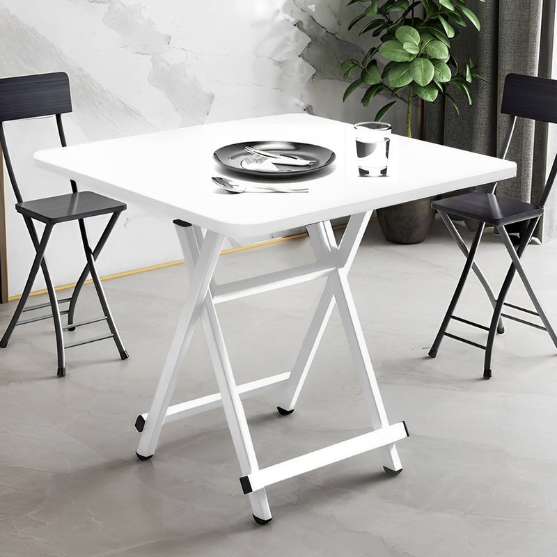 2X White Square Dining Table MDF Top Aluminum Legs 60x60x70cm Portable