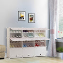 5 Tier 3 Column White Shoe Rack Organizer Stackable Footwear Storage Cabinet