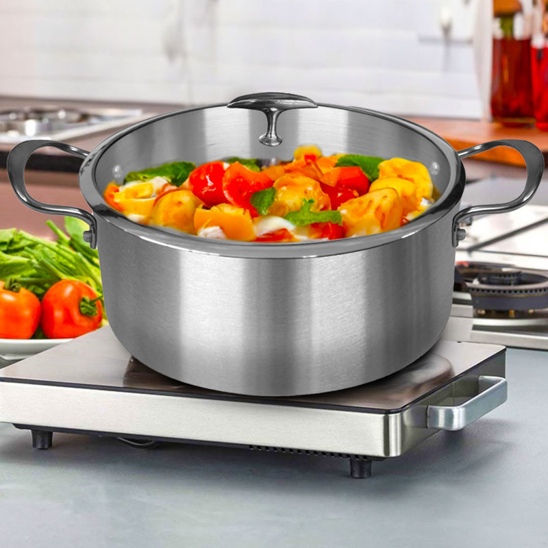 30cm Tri Ply Copper Core Stainless Steel Casserole With Lid Induction Ready