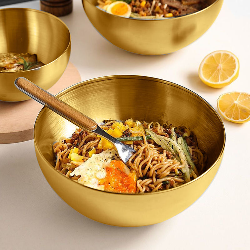 Salad Bowl Stainless Steel 15cm Gold Model 201 Lightweight Easy Clean