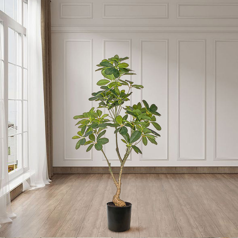 4X 120cm Artificial Schefflera Dwarf Umbrella Tree Polyethylene Green Pre Potted
