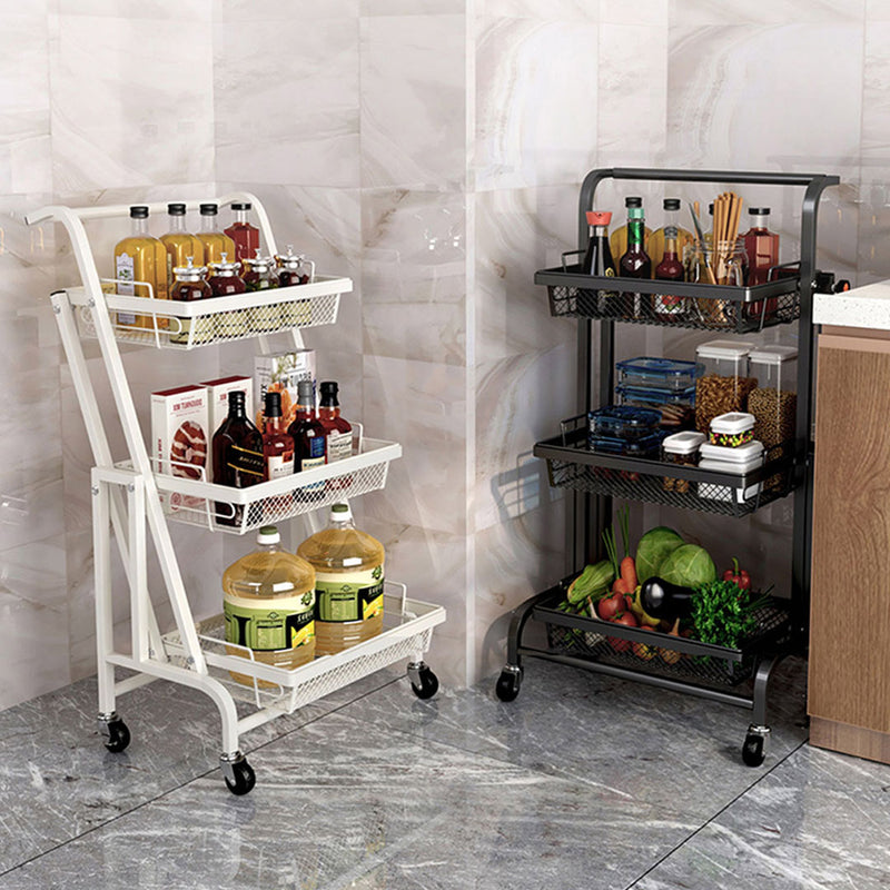 2X 3 Tier Carbon Steel Kitchen Cart White Adjustable Mesh Shelves Wheels