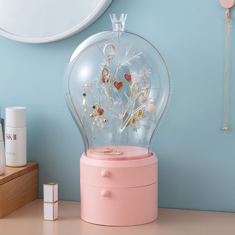 Pink 360 Rotating 2 Layered Jewelry Storage Organizer Waterproof Dustproof