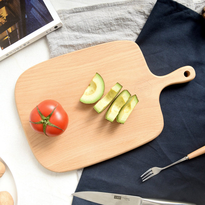 26cm Brown Rectangle Wooden Serving Tray Chopping Board Paddle with Handle