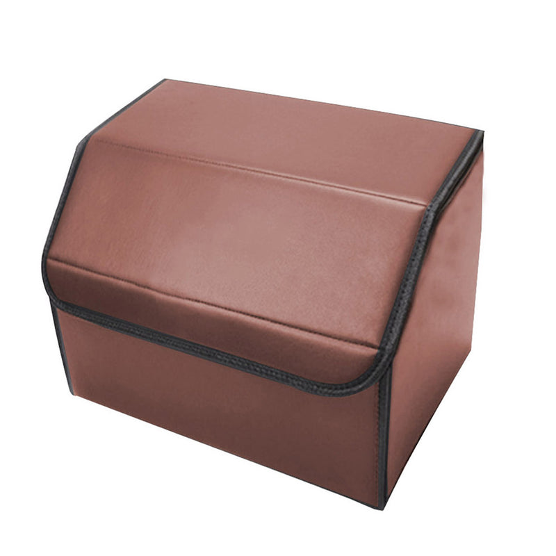 2X Car Boot Collapsible Leather Storage Box 30X30X30Cm 10Kg Capacity Coffee