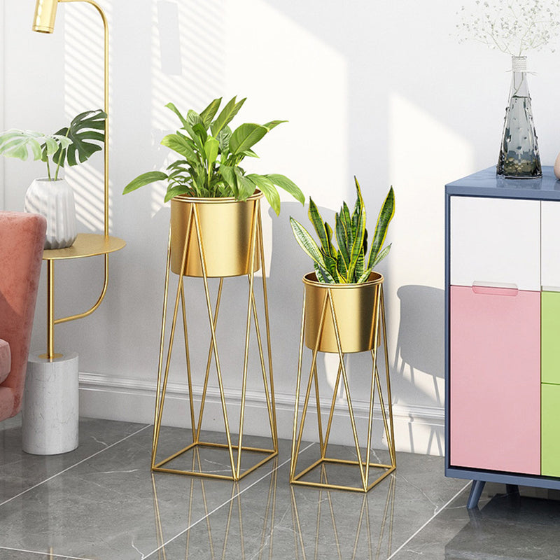 2X 70cm Gold Painted Iron Plant Stand Detachable Enamel Pot Corner