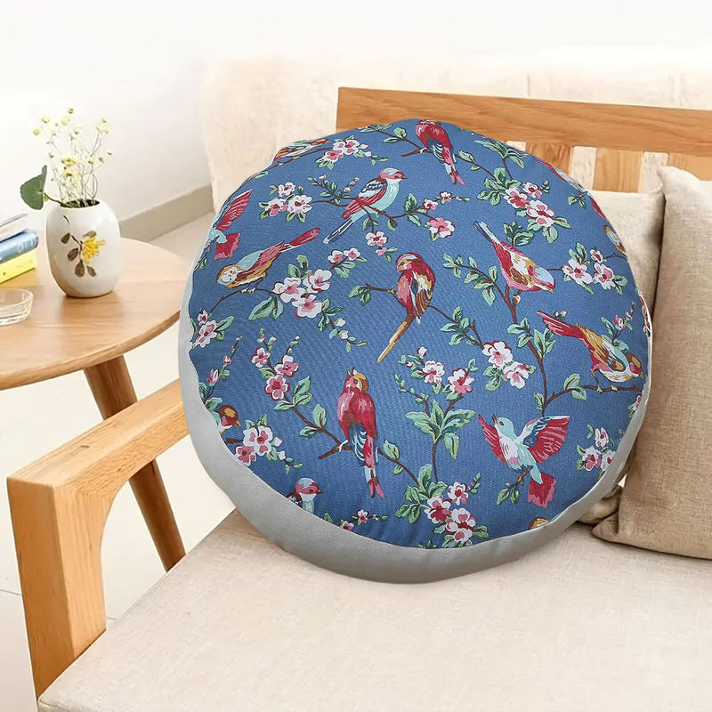 Pouf Floor Cushion Plush Polyester Cotton 45x45x18cm EPP Insert Blue