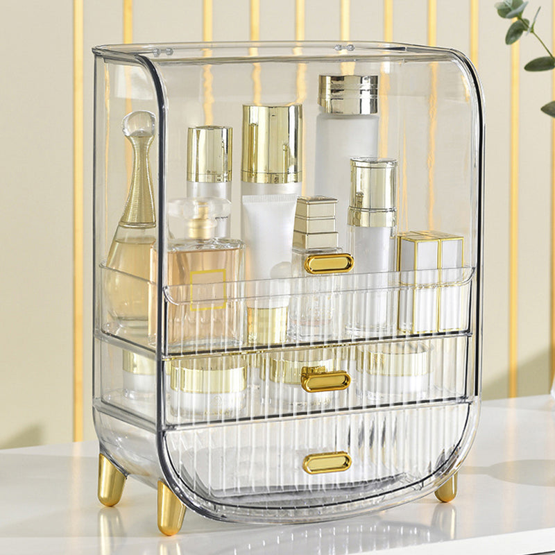3 Tier Transparent Abs Countertop Cosmetic Organizer Drawer 28.5x18x36.5cm