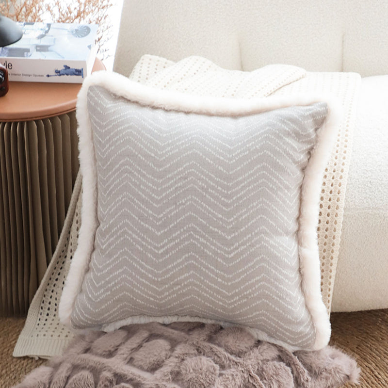 Wabi-sabi Velvet Square Throw Pillow 45cm Soft Cream Plush Sofa Cushion