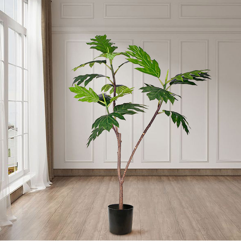 2X 120cm Polyethylene Split Leaf Philodendron Realistic Artificial Plant Green