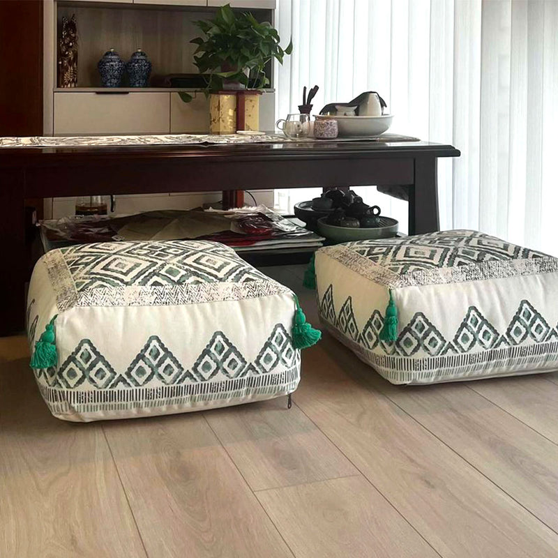 50x50x25cm Polyester Cotton Plush Pouf Cushion EPP Particle Support Green