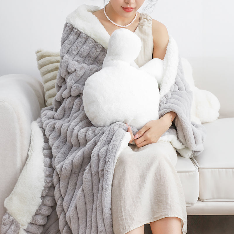 2X 150x200cm Milk Velvet Throw Blanket Polyester Smoke Gray Luxuriously Soft
