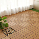 11 pcs Coffee Wooden Composite Decking Tiles Outdoor Durable Slip-Resistant