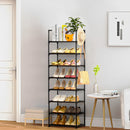 2X 8 Tier Shoe Storage Shelf Iron Black Space-Saving Caddy Rack Organizer