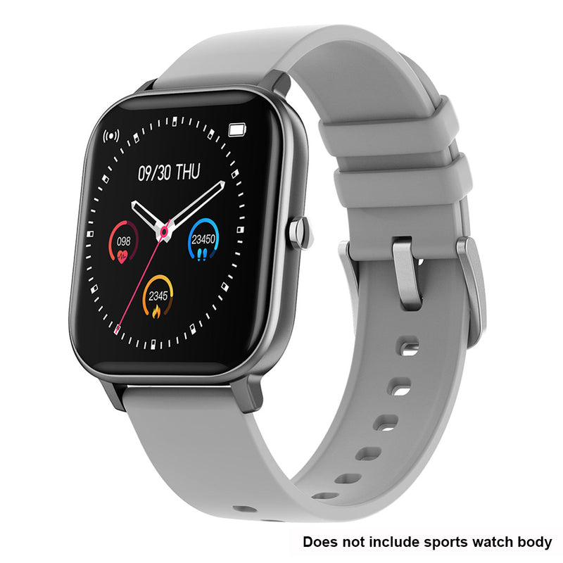 Silicone Replacement Watch Band Compatible Model P8 Waterproof Sweatproof Grey