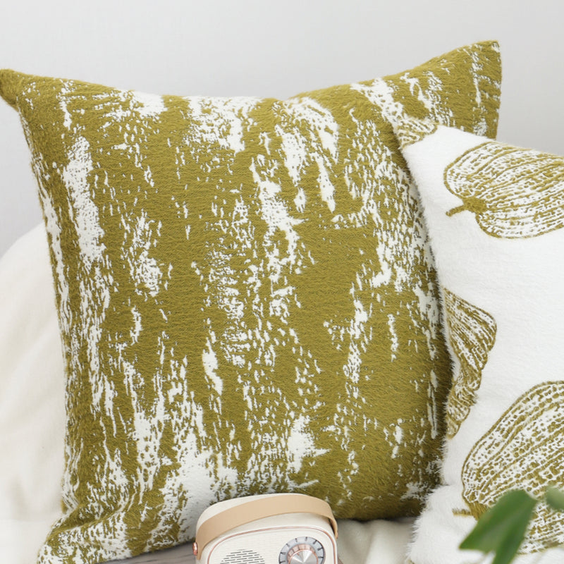 Throw Pillow 50x50x18cm Plush Polyester Cotton White Olive Green