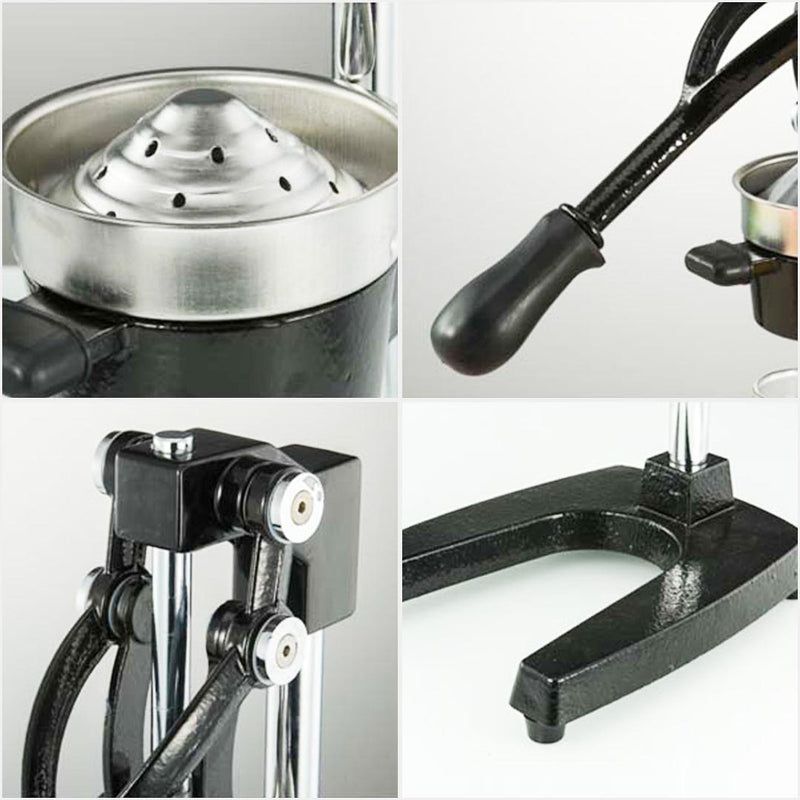Commercial Cast Iron Manual Juicer 304 Stainless Steel Cone Matte Black Cup