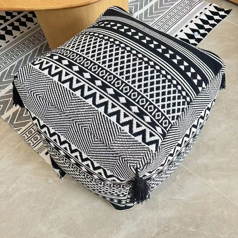 2X 42cm Beige Polyester Fiber Floor Pouf Cushion EPP Particle Insert