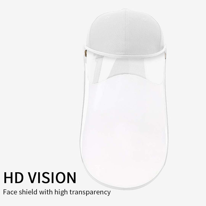 Adult Full Face Protective Hat Cotton Tpu Shield Baseball Cap White 27x41cm