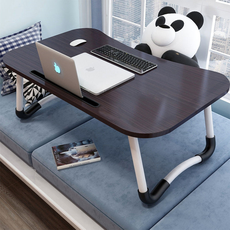 2X Black Foldable Bed Table Adjustable Laptop Stand Smooth MDF Portable Desk