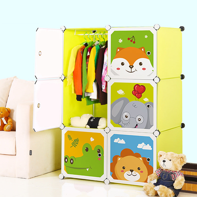 6 Cubes Portable Wardrobe Plastic Modular Storage Organizer Green 75x37x110.5cm