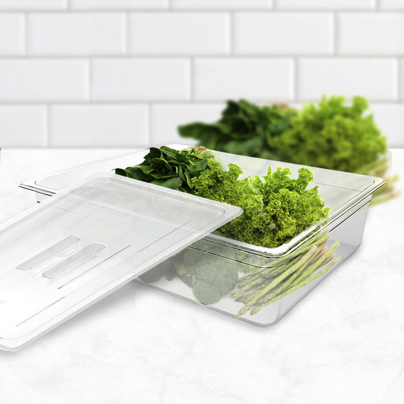 150mm Gastronorm GN Pan Polycarbonate Clear 1/1 Food Tray With Lid Bundle of 4