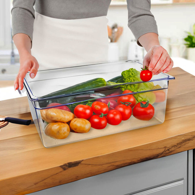 200mm Polycarbonate Gastronorm 1/1 Pan 53x32.5x20cm Clear Bundle of 2