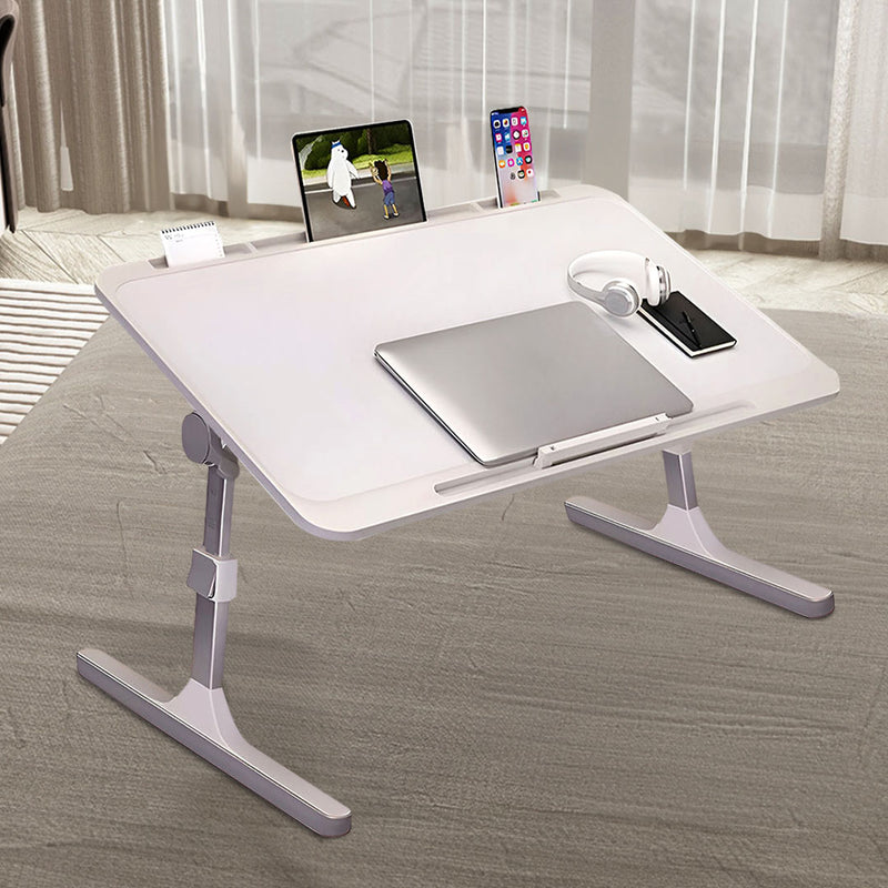 70X45cm White Portable Foldable Adjustable Laptop Bed Table with iPad Slot