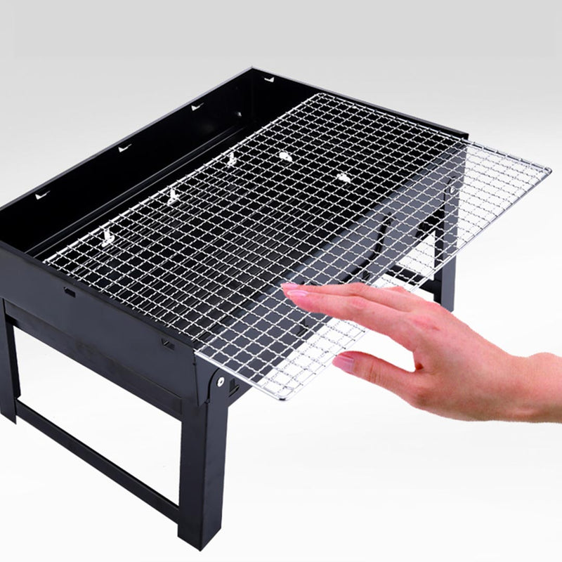 2X Portable Mini Folding Charcoal Grill Stainless Steel 350x270x200mm Black